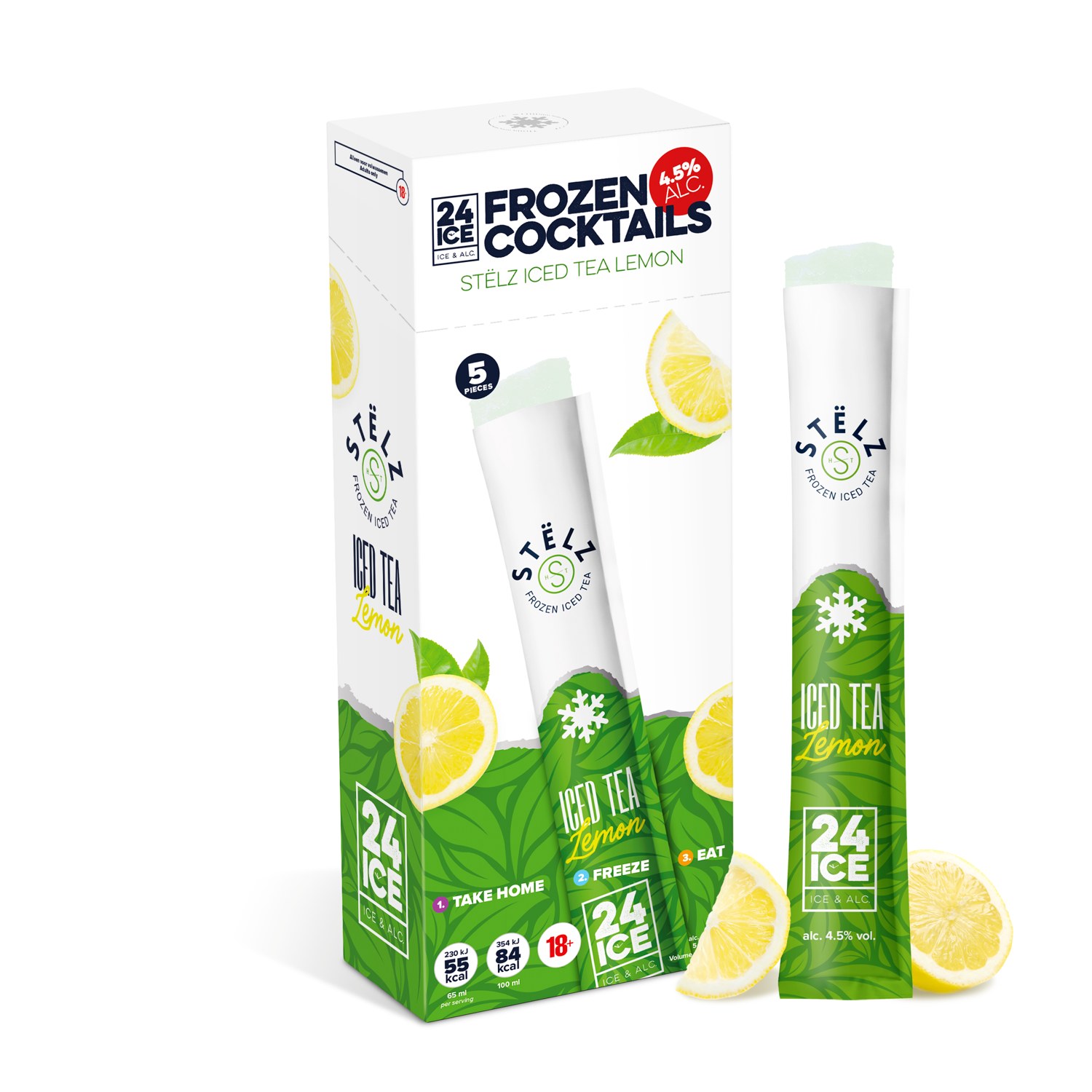 24 ICE Stëlz Frozen Iced Tea Lemon 5-pack