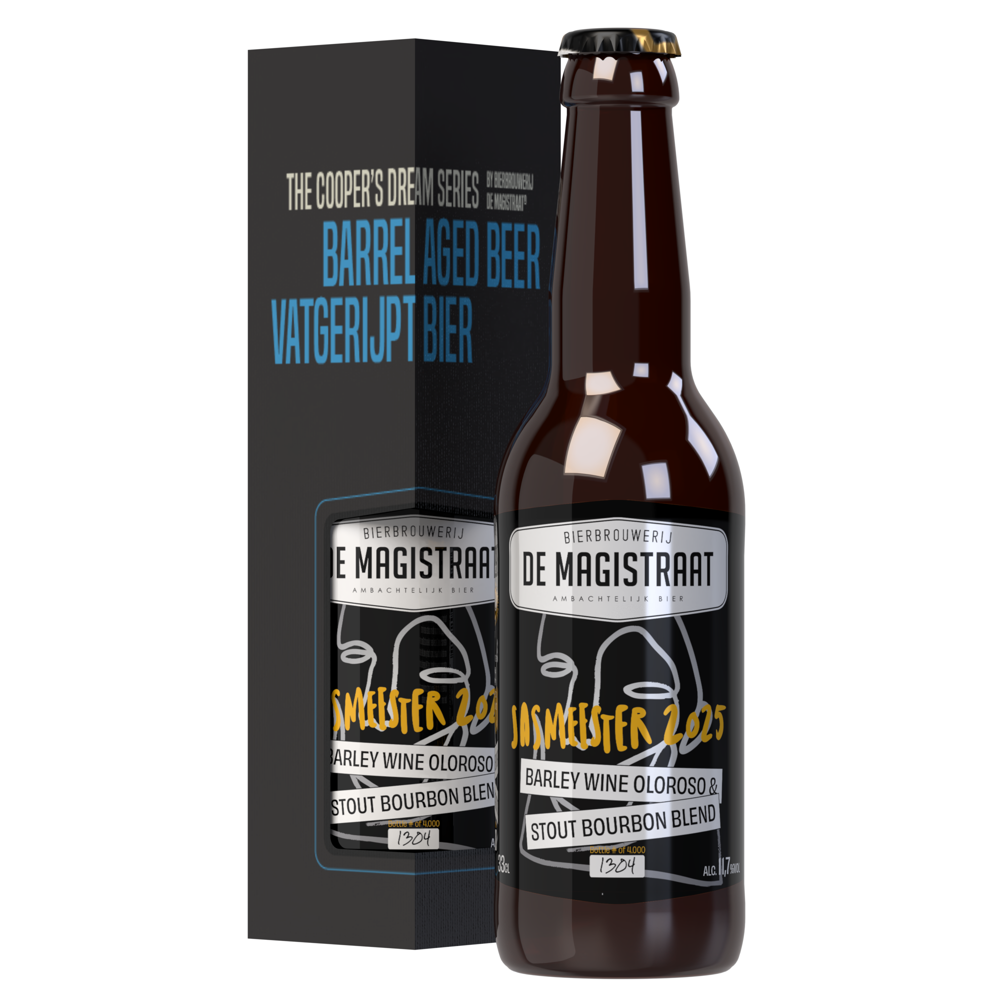 De Magistraat Sasmeester 2025 Barley Wine Oloroso Sherry + Stout Bourbon blend