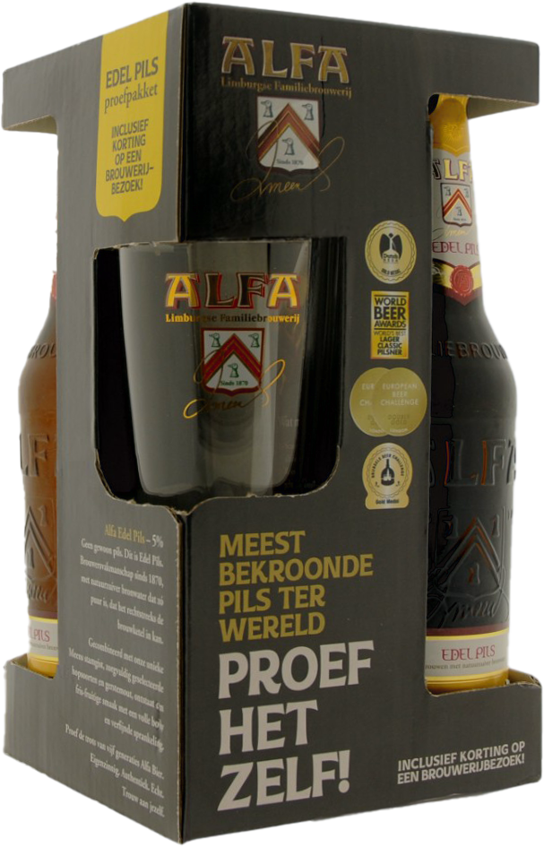 Alfa Alfa Trialpack Edel Pils, 3 × 30 cl met glas